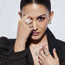 Diamond Studded White Ring Earrings and Necklace