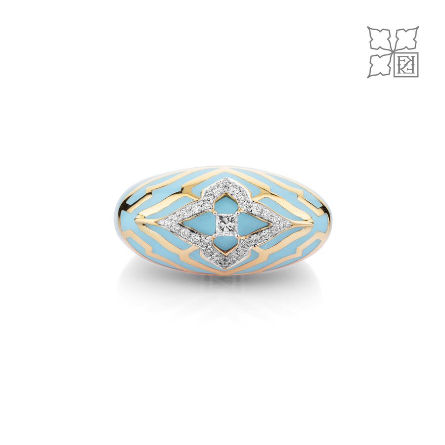 Diamond Studded Turquoise Ring