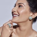 Diamond Studded Turquoise Ring and Earrings