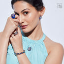 Diamond Studded Blue Earrings Pendant and Ring