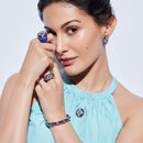Diamond Studded Blue Bangle Ring Necklace and Earrings