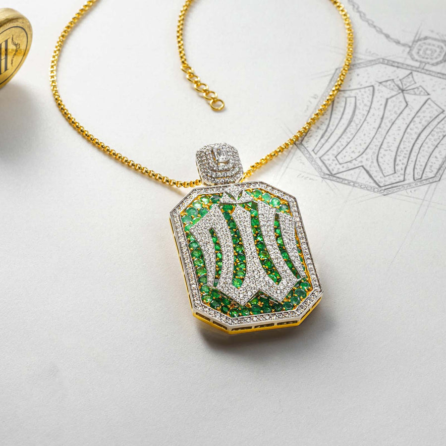 Emerald Yellow Gold Pendant