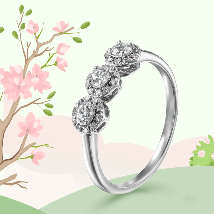 WHITE GOLD DIAMOND RING UNIQUE DESIGN