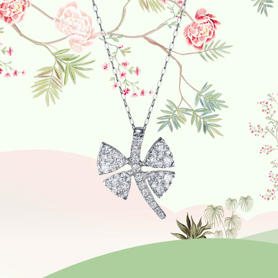 DIAMONDS AND WHITE GOLD BUTTERFLY PENDANT PAKISTAN TOP JEWELLER