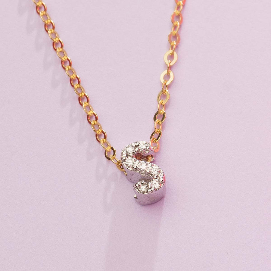 DIAMOND AND WHITE GOLD ALPHABET S PENDANT HANIF PAKISTAN TOP JEWELLER