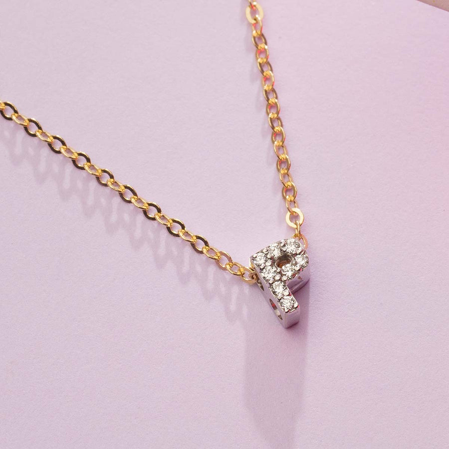 DIAMOND AND WHITE GOLD ALPHABET P PENDANT HANIF PAKISTAN TOP JEWELLER