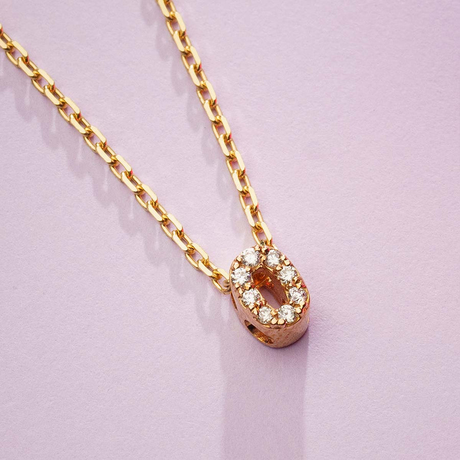 DIAMOND AND YELLOW GOLD ALPHABET O PENDANT HANIF PAKISTAN TOP JEWELLER