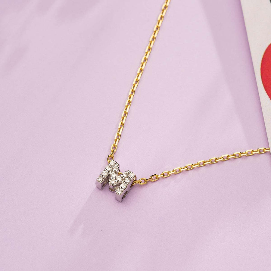 DIAMOND AND WHITE GOLD ALPHABET M PENDANT HANIF PAKISTAN TOP JEWELLER