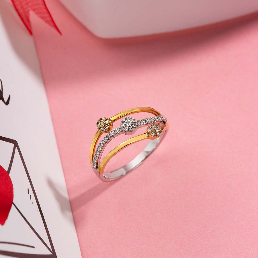 TWO TONE GOLD DIAMOND RING UNIQUE DESIGN