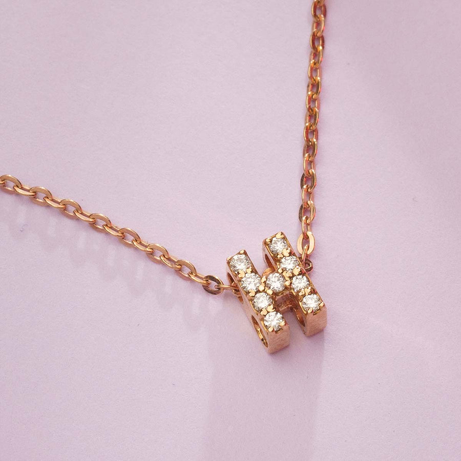 DIAMOND AND YELLOW GOLD ALPHABET H PENDANT HANIF PAKISTAN TOP JEWELLER