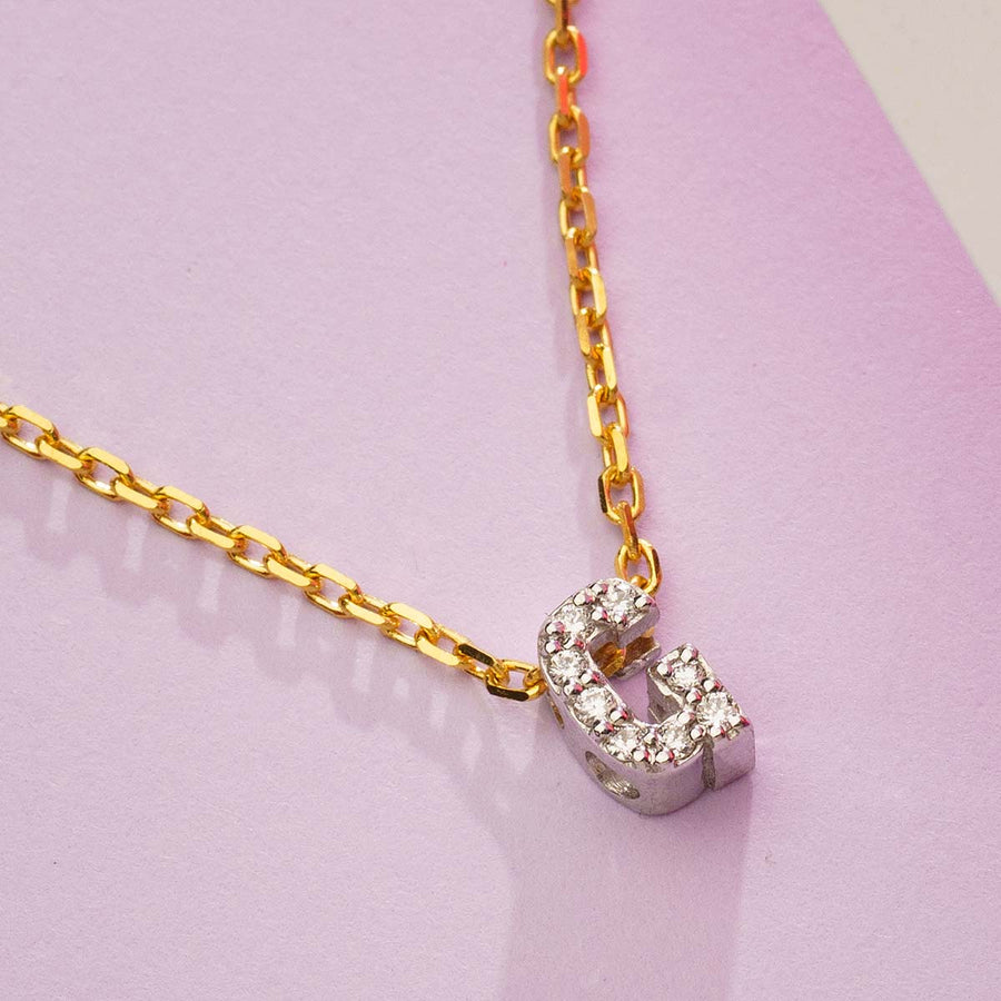DIAMOND AND WHITE GOLD ALPHABET G PENDANT HANIF PAKISTAN TOP JEWELLER