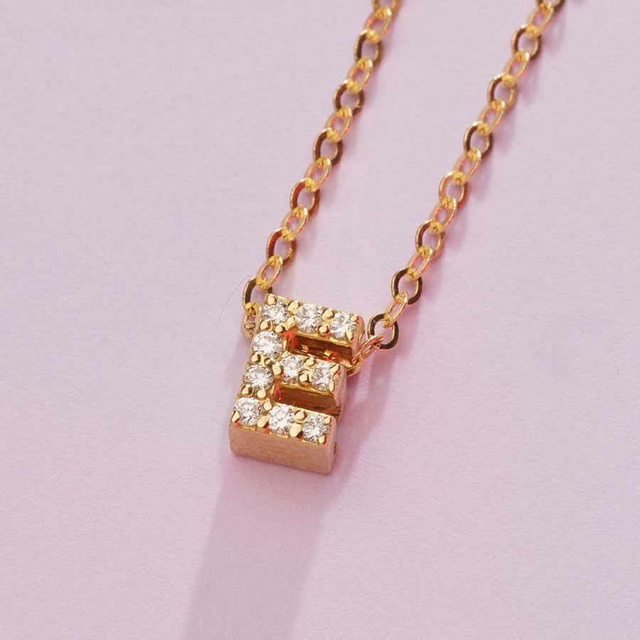 DIAMOND AND YELLOW GOLD ALPHABET E PENDANT HANIF PAKISTAN TOP JEWELLER