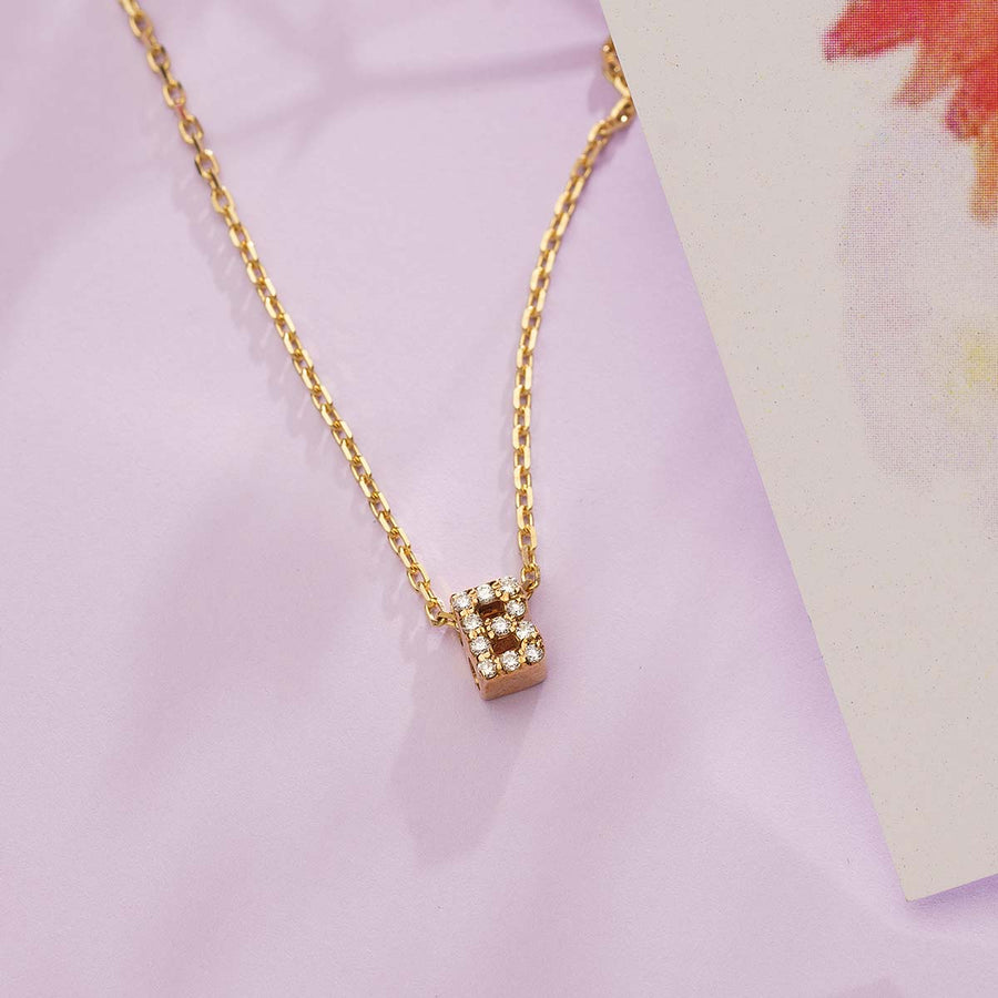 DIAMOND AND YELLOW GOLD ALPHABET B PENDANT HANIF PAKISTAN TOP JEWELLER