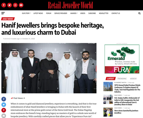 Hanif Jewellers brings bespoke heritage, and luxurious charm to Dubai
