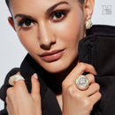 Diamond Studded White Rings and Earrings