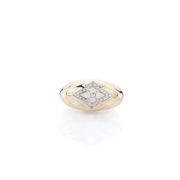 Diamond Studded White Ring