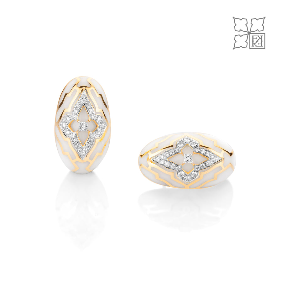 Diamond Studded White Rings