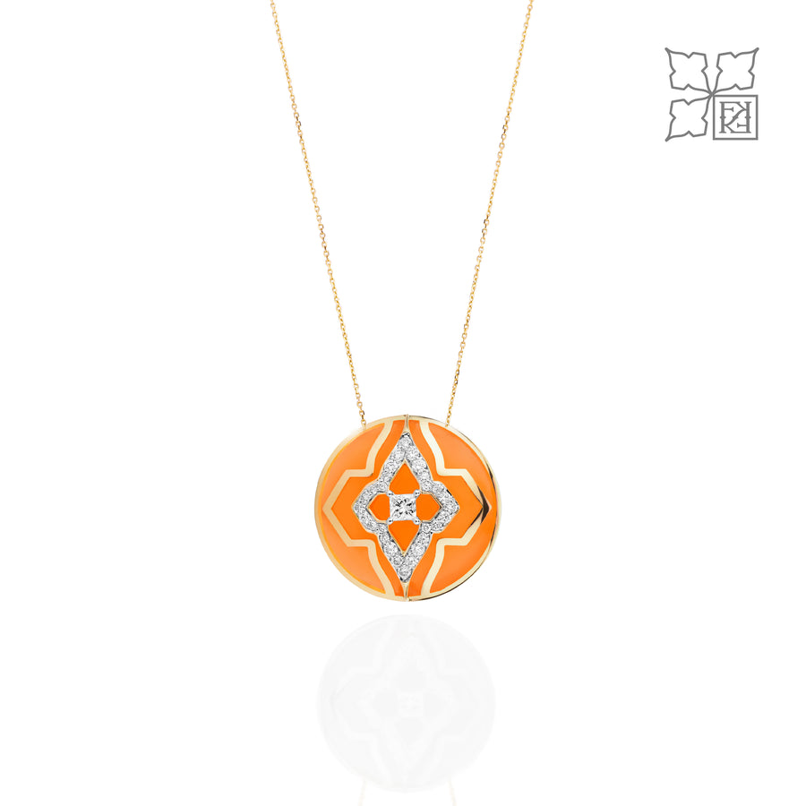 Diamond Studded Orange Pendant