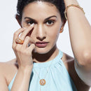 Diamond Studded Orange Ring Bangle Earrings and Necklace