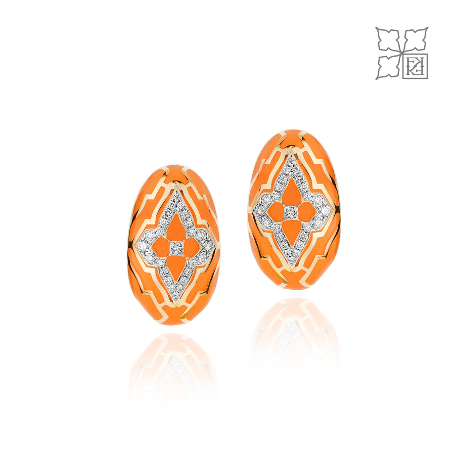Diamond Studded Orange Earrings