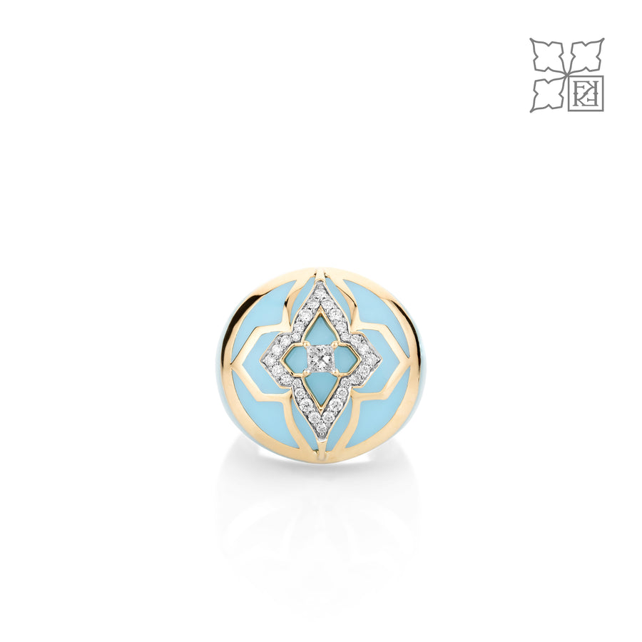 Diamond Studded Turquoise Ring