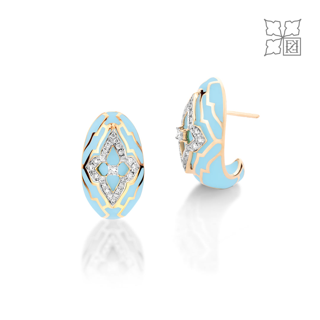 Diamond Studded Turquoise Earrings
