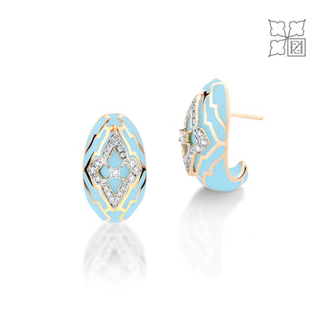 Diamond Studded Turquoise Earrings
