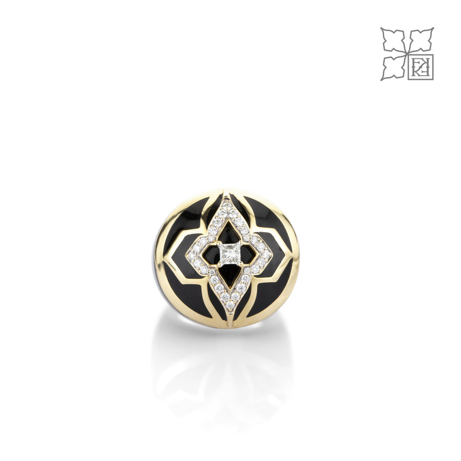 Diamond Studded Black Ring