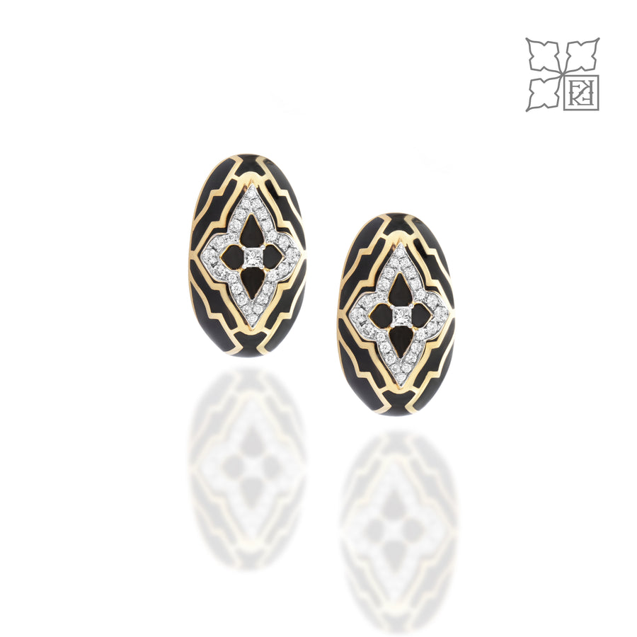 Diamond Studded Black Earrings
