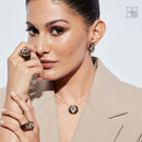 Diamond Studded Black Ring Earrings and Pendant