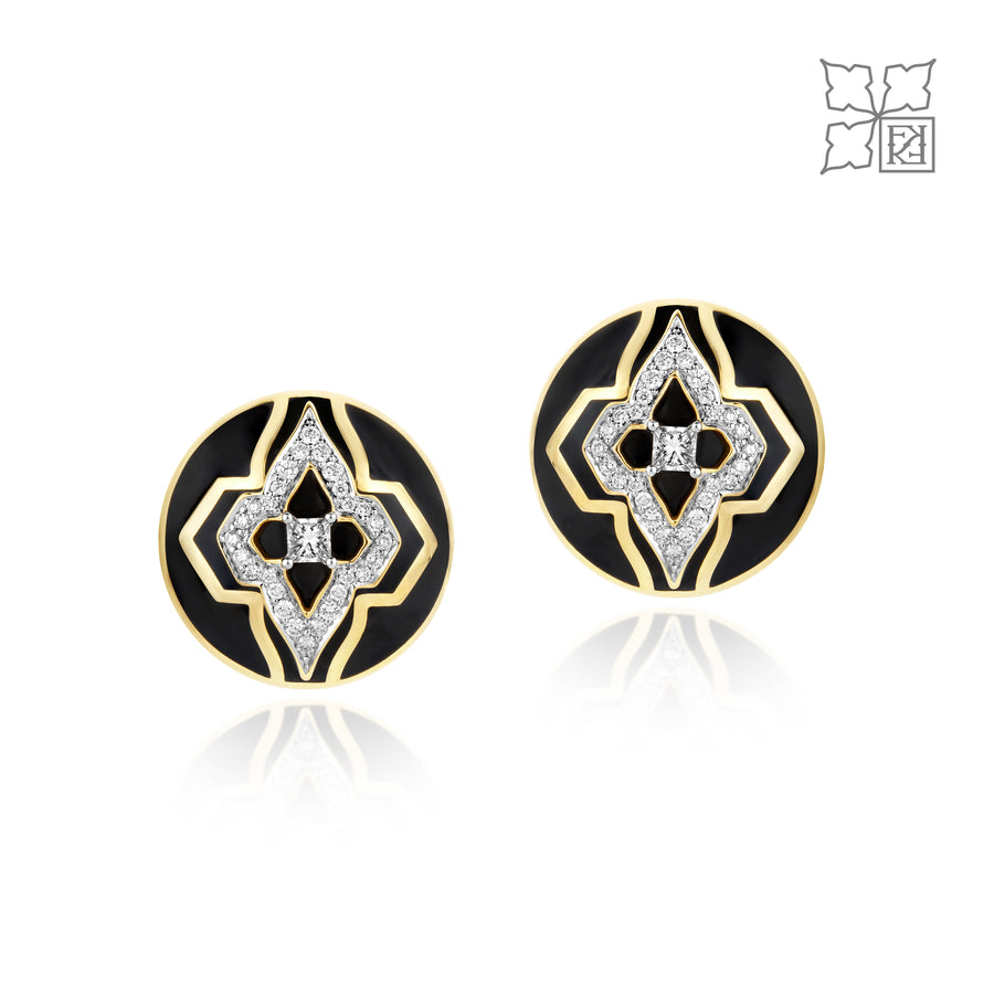 Diamond Studded Black Earrings