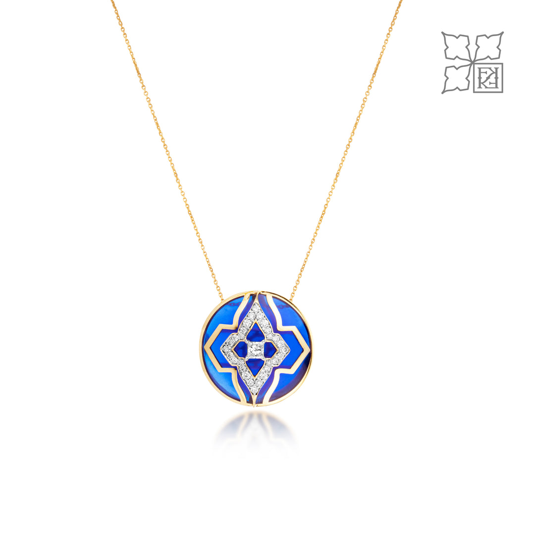 Diamond Studded Blue Pendant
