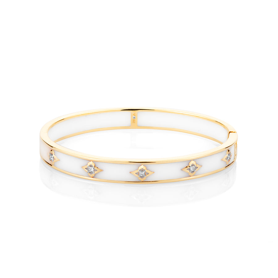 Diamond Studded White Bangle