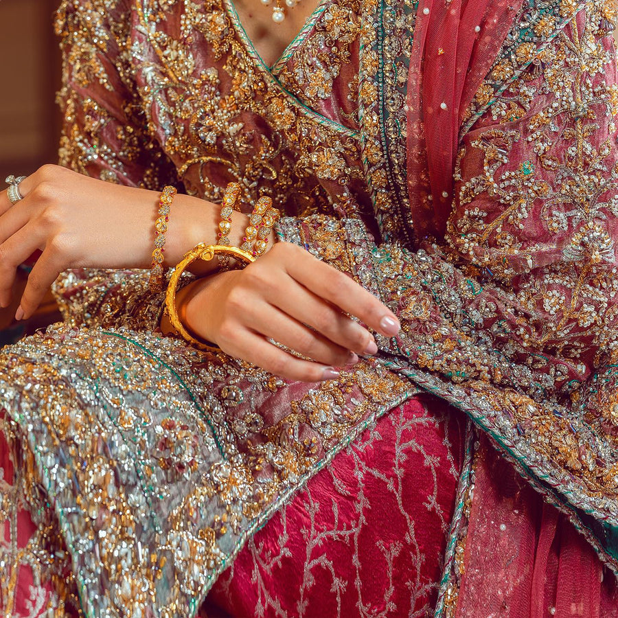Diamond Emerald and Pearls in Gold Bangles