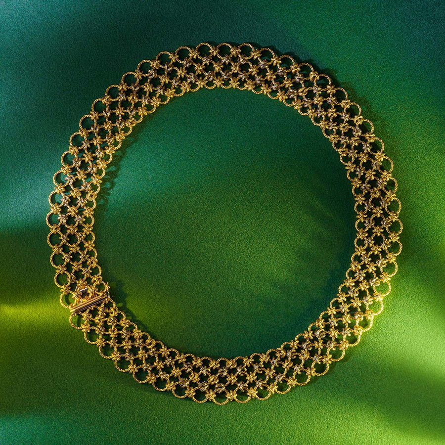 WOMEN YELLOW GOLD CHAIN NECKLACE UNIQUE DESIGN