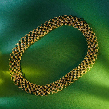 WOMEN YELLOW GOLD CHAIN NECKLACE UNIQUE DESIGN