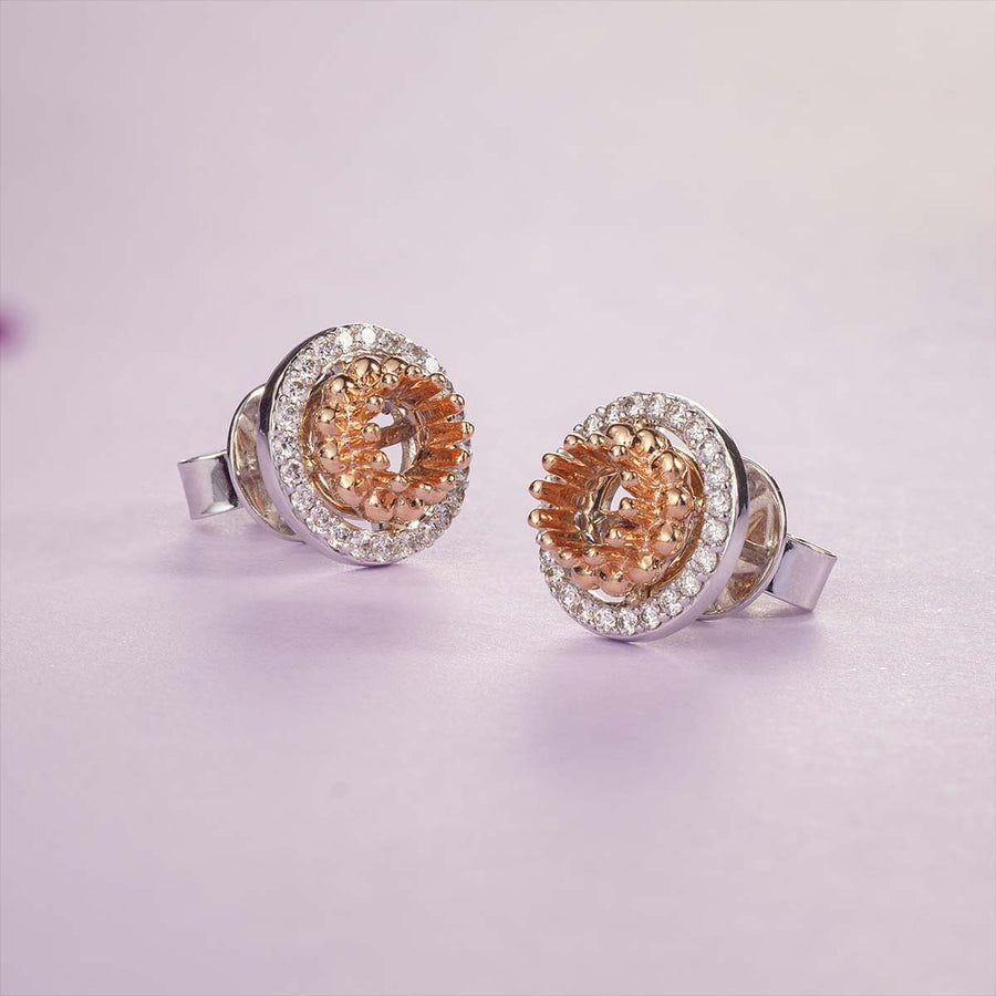 White and Rose Gold Diamond Earrings