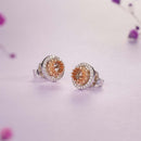 White and Rose Gold Diamond Earrings