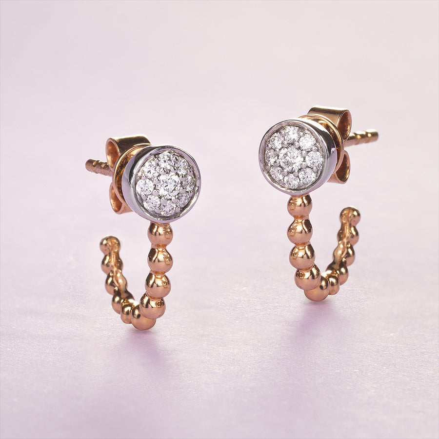 White and Rose Gold Diamond Earrings
