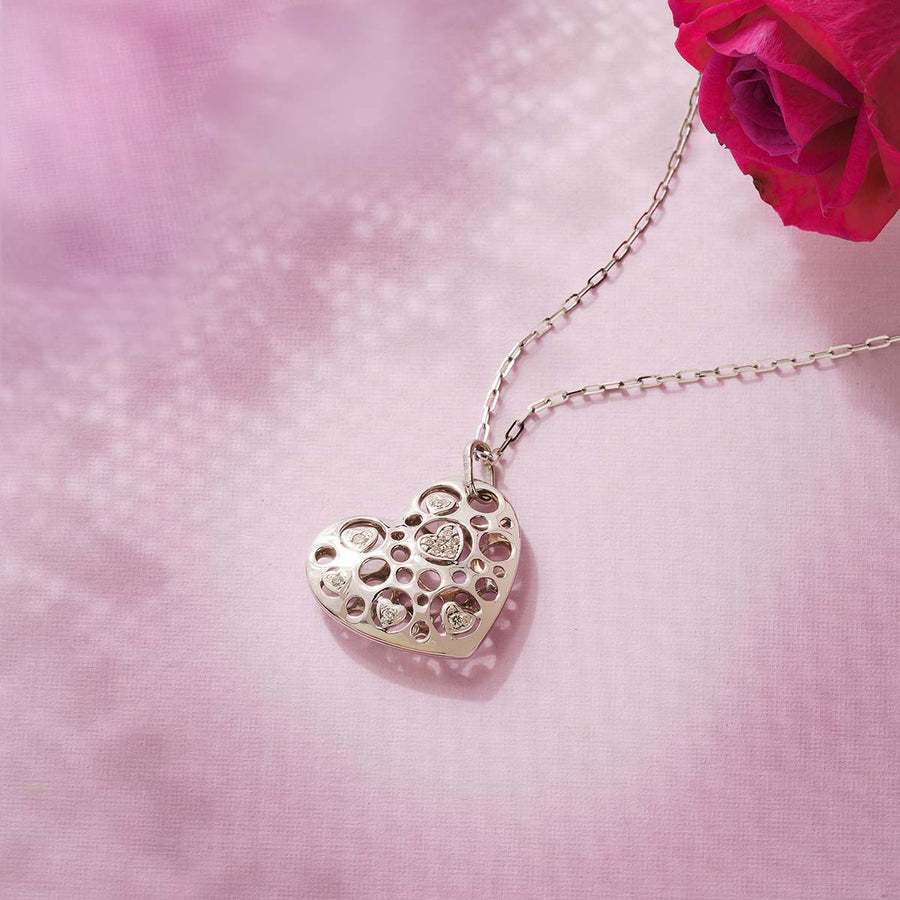 DIAMONDS AND WHITE GOLD HEART SHAPED PENDANT PAKISTAN TOP JEWELLER
