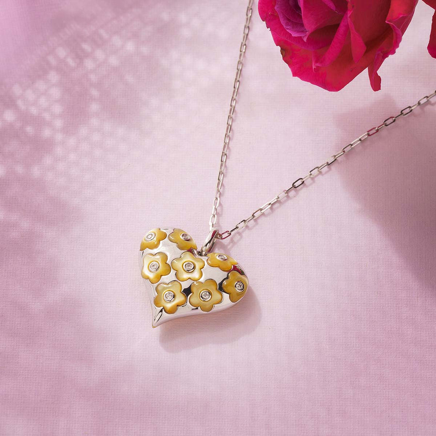 HEART SHAPED WHITE GOLD PENDANT PAKISTAN TOP JEWELLER