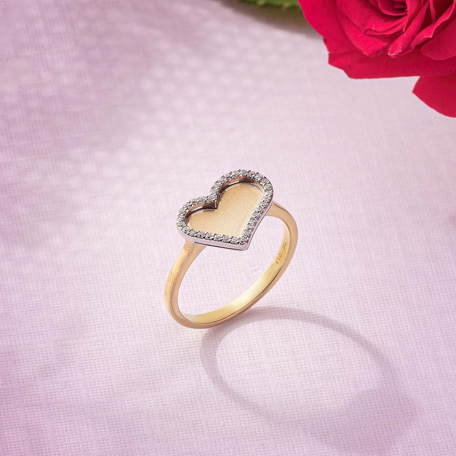 HEART SHAPED DIAMONDS ROSE GOLD RING BEST GOLD RINGS IN LAHORE