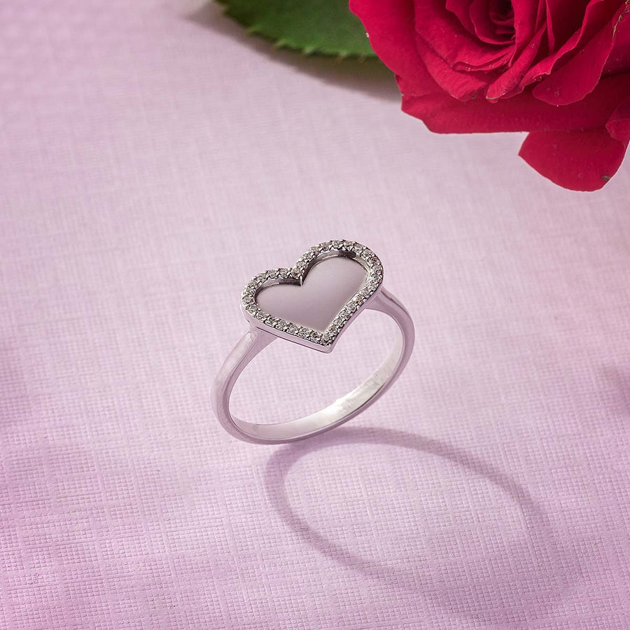 HEART SHAPED DIAMONDS WHITE GOLD RING BEST GOLD RINGS IN LAHORE