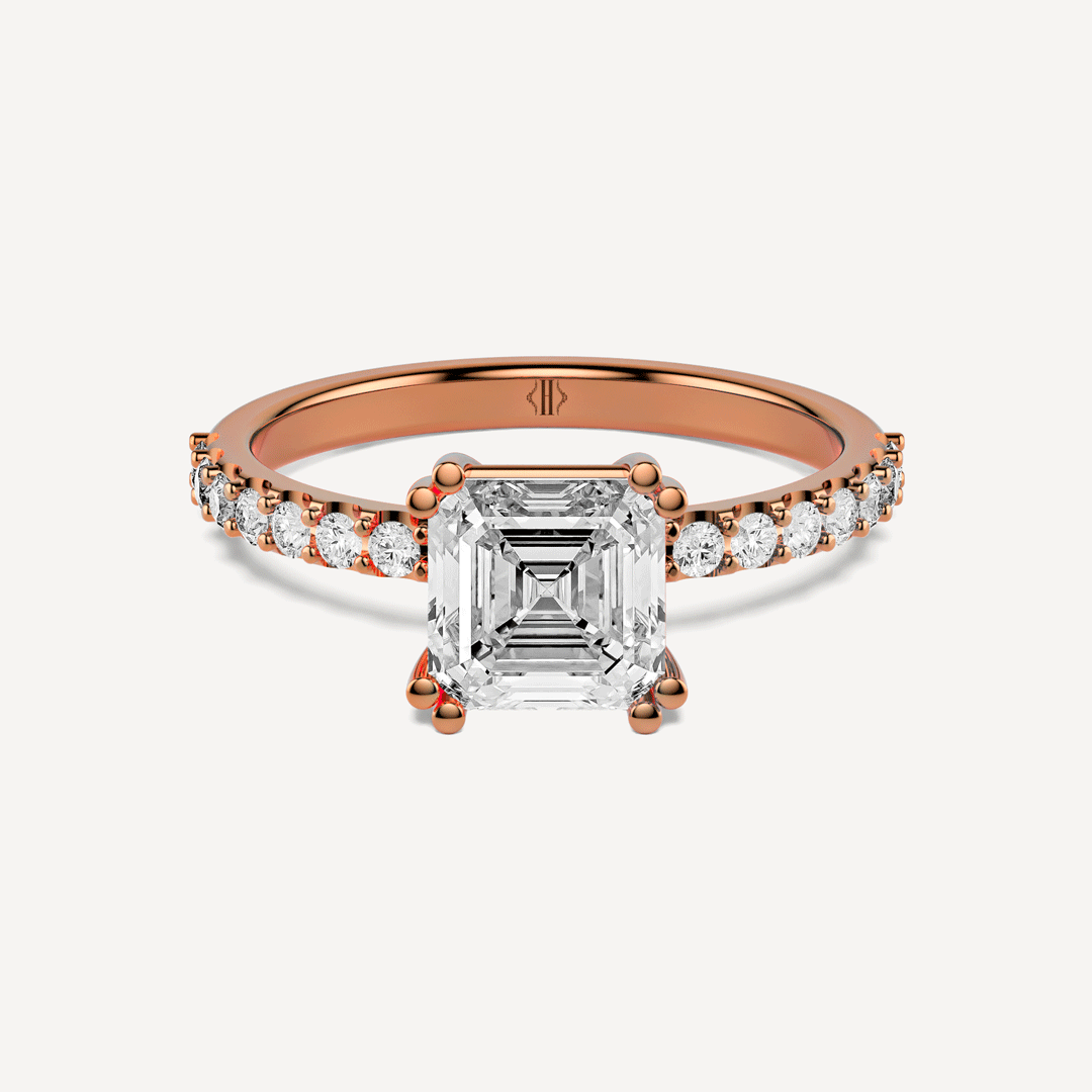 Asscher Cut Solitaire Ring Paved image
