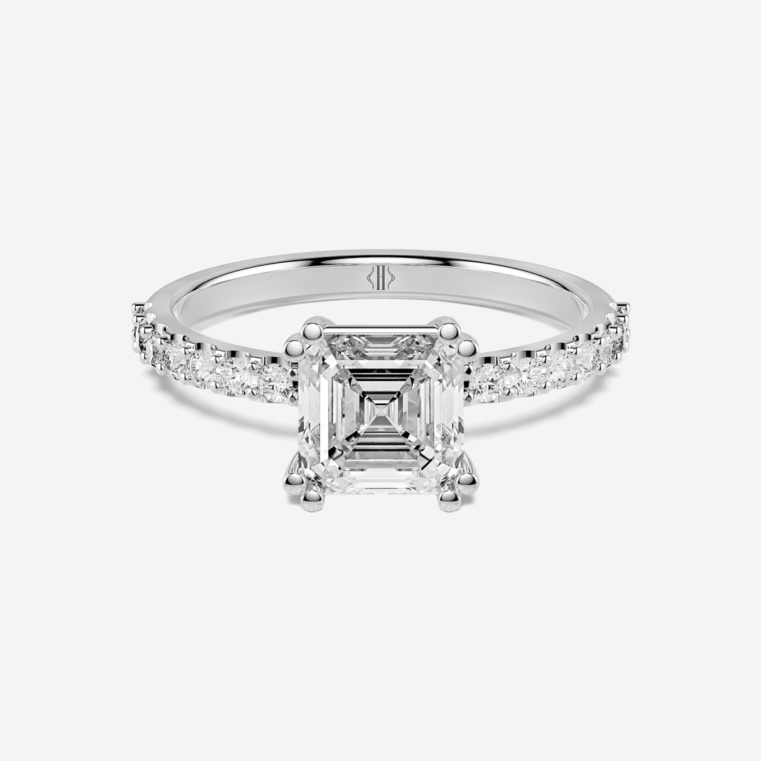 Asscher Cut Solitaire Ring Paved image