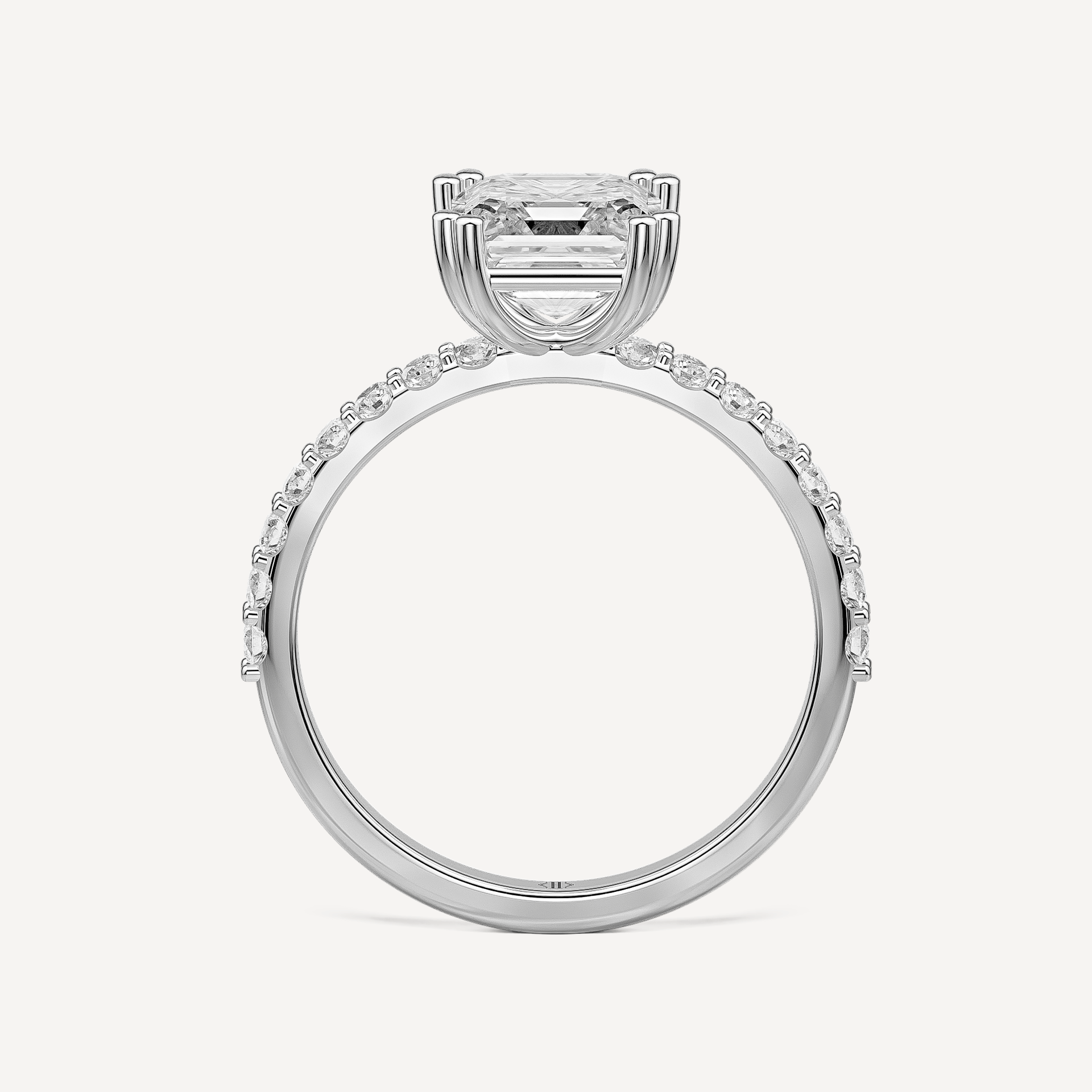 Asscher Cut Solitaire Ring Paved image
