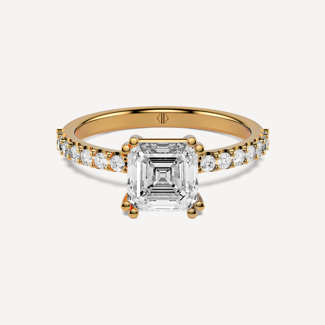 Asscher Cut Solitaire Ring Paved image