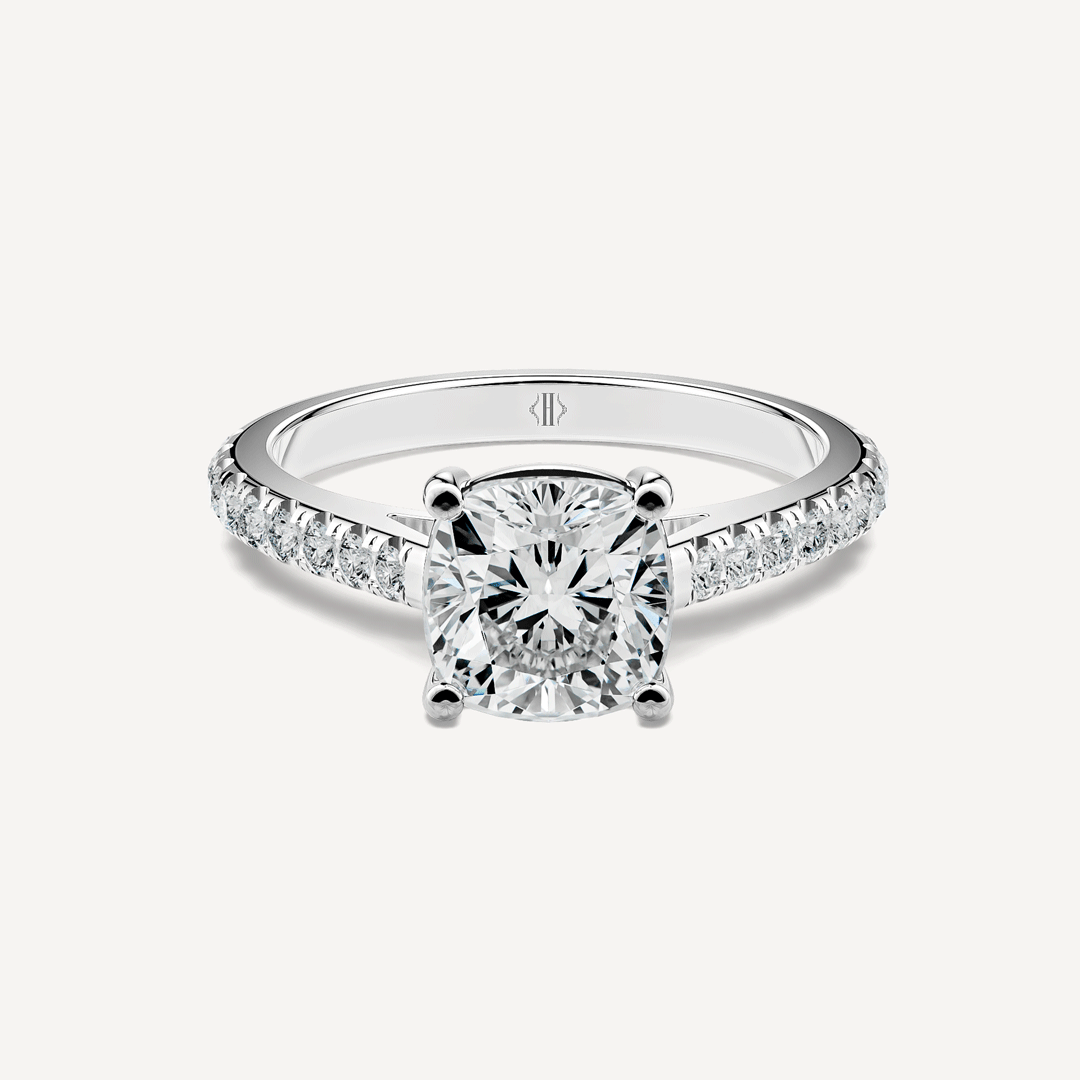 Cushion Cut Solitaire Ring Paved image