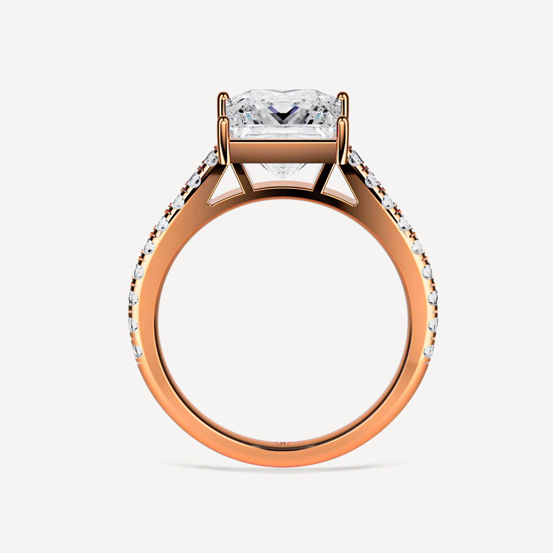 Princess Cut Solitaire Ring Paved image