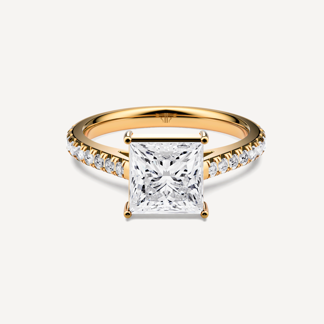 Princess Cut Solitaire Ring Paved image